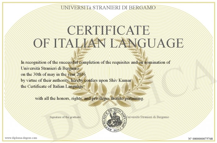 diploma estero con sfondo di italia