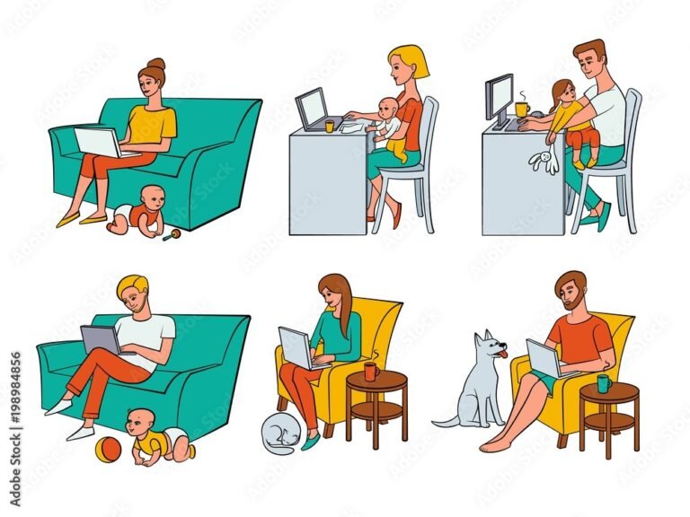 illustrazione di persone che lavorano da casa