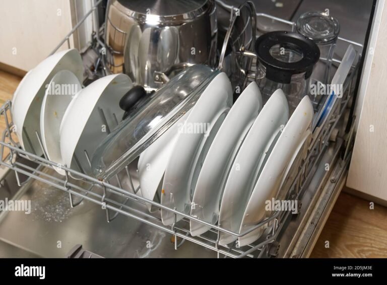 lavastoviglie aperta con piatti sporchi