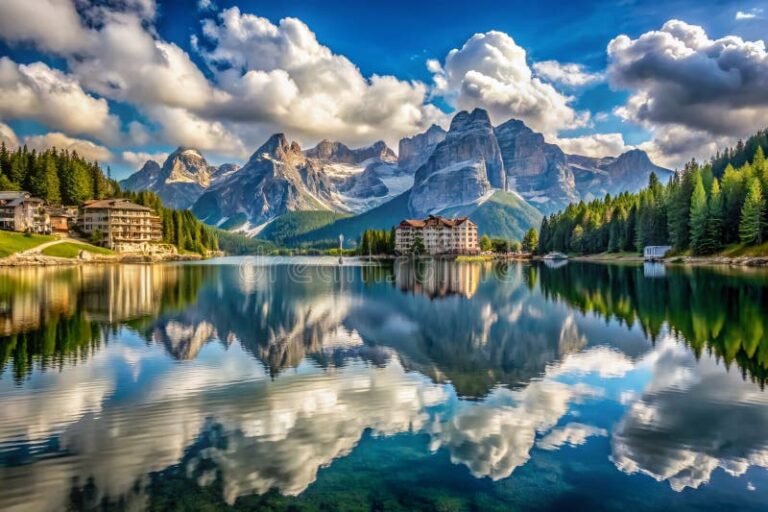 panorama sereno di un lago alpino