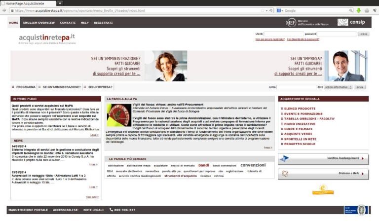 Come posso effettuare l'iscrizione al MEPA sul sito ufficiale 1 screenshot della homepage del sito mepa