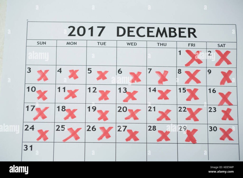 un calendario con giorni segnati