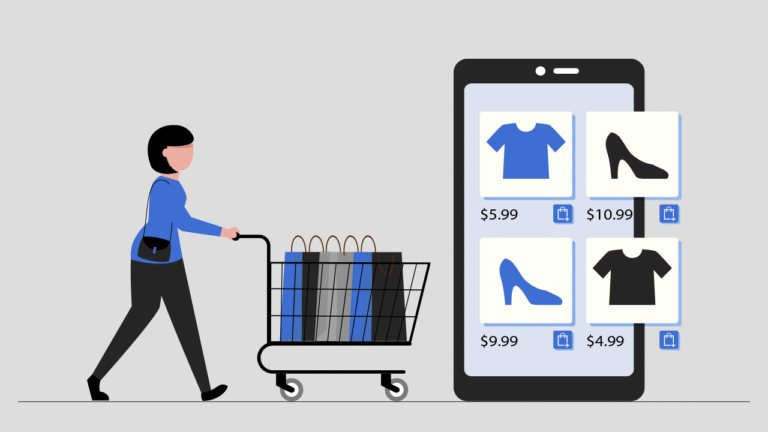 un carrello della spesa con prodotti online