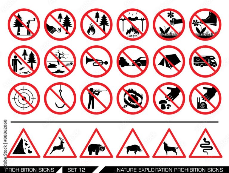 un cartello di divieto in unarea naturale