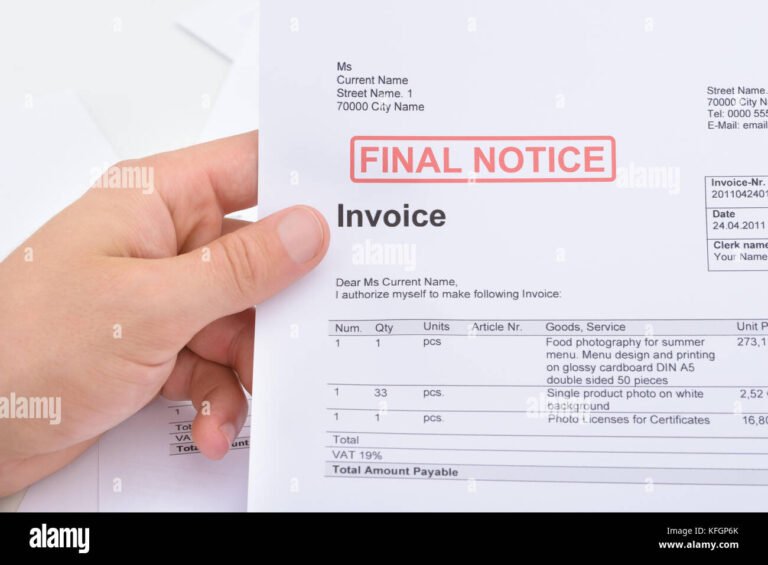 un close up di una fattura cartacea