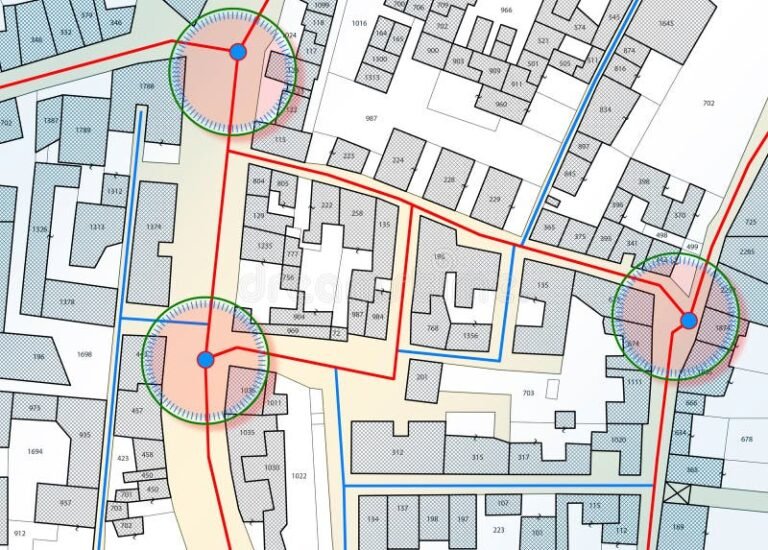 un edificio con piante catastali sovrapposte