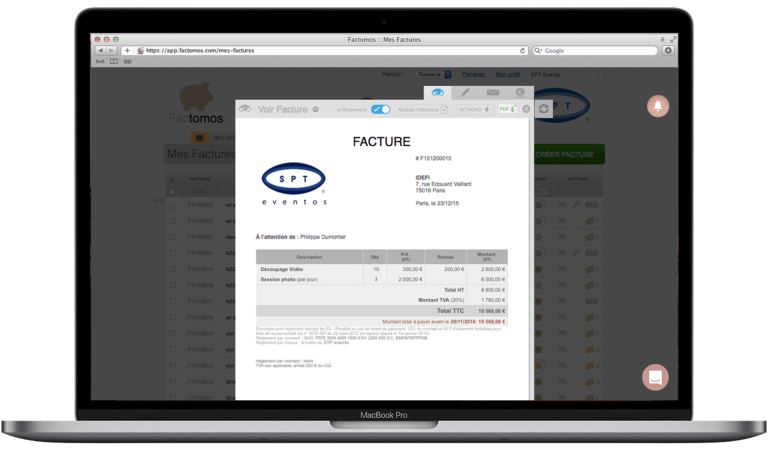 un laptop con fatture elettroniche aperte