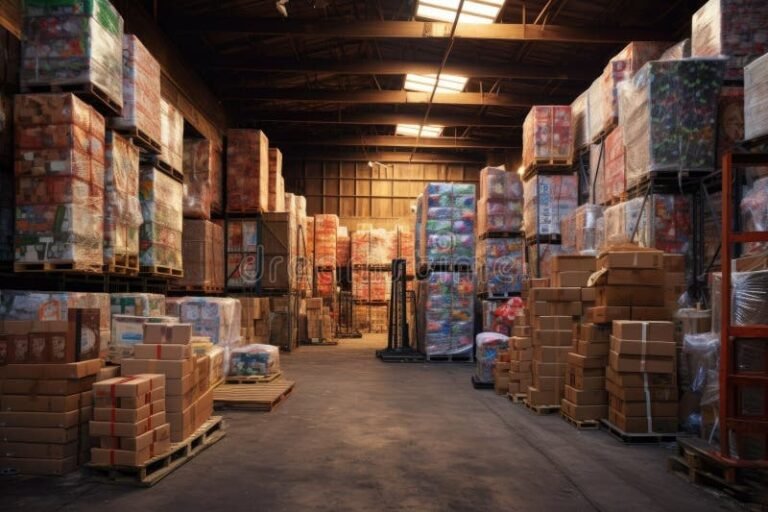 un magazzino carico di merci pronte
