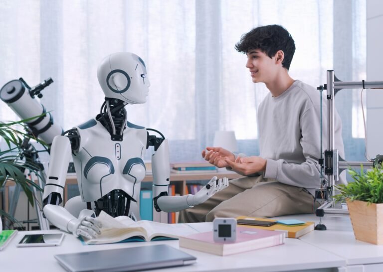 un robot che interagisce con umani