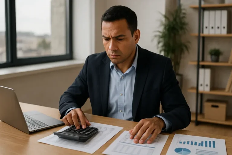 un ufficio marchi con documenti e computer