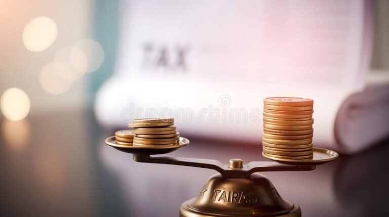 una bilancia con monete e documenti fiscali 1