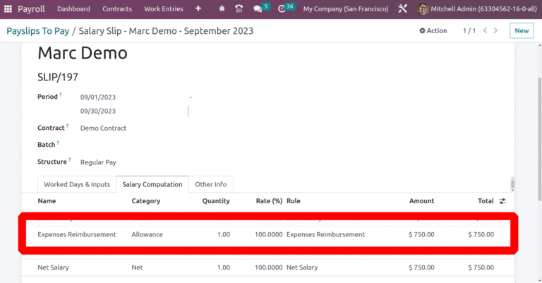 una busta paga con evidenziati rimborsi spese