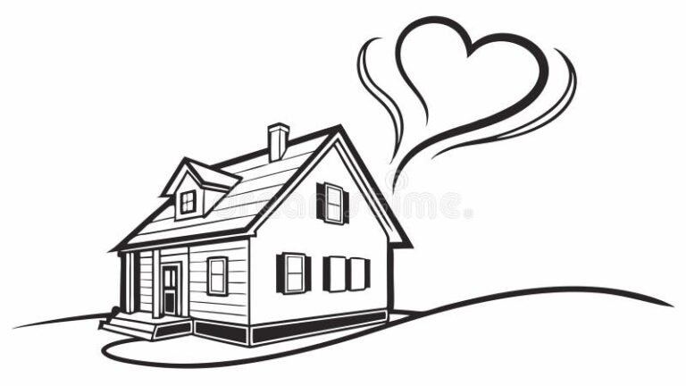 una casa con un cuore sopra di essa