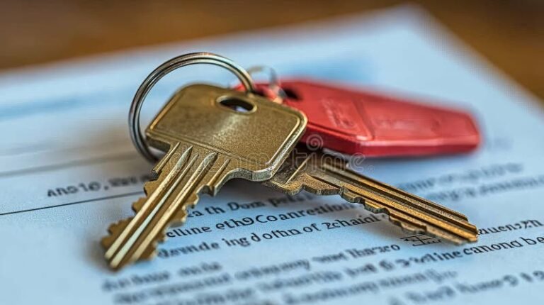 una chiave appoggiata su un contratto immobiliare