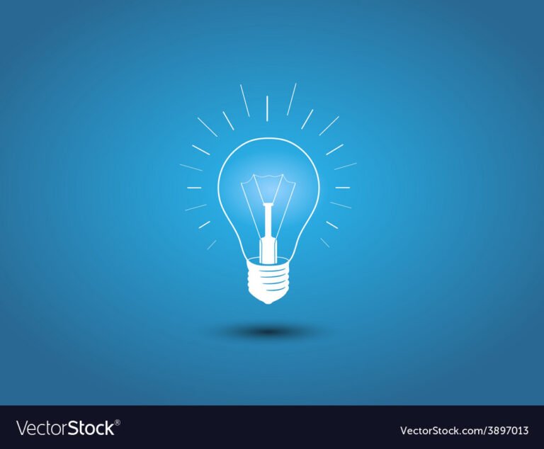 una lampadina accesa su sfondo blu