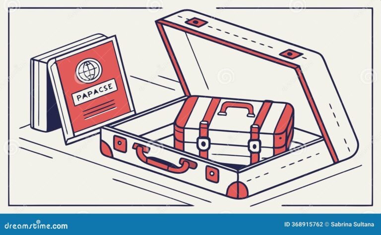 una valigia aperta con documenti di viaggio