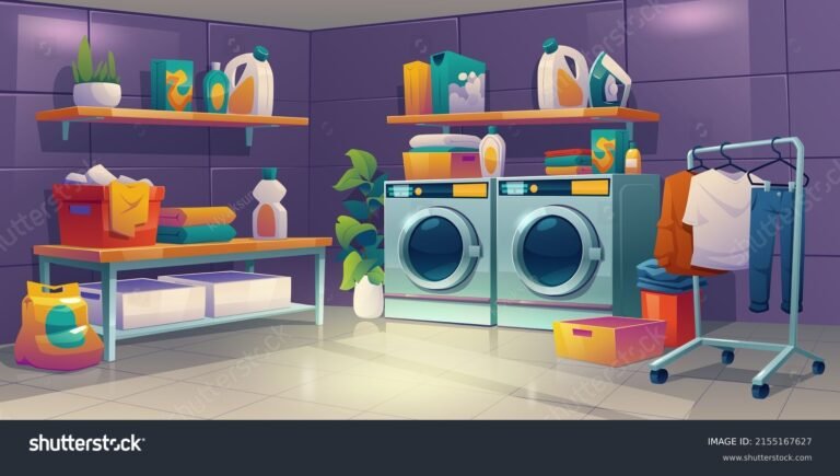 unillustrazione di una lavanderia automatica